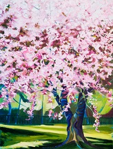 Pink Cherry Blossom Tree Art