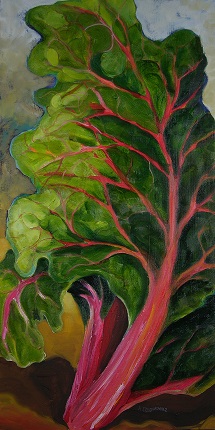 Oil Painting of Red Chard